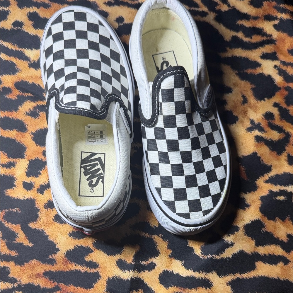 Vans Kids Black and White Checkered Slip-On Sneakers